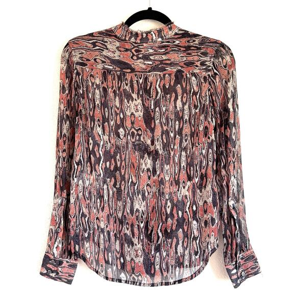 IRO Jeisa 100% Silk Rusty Abstract Print Button Front Blouse Top - Picture 2 of 12